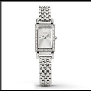 Authentic COACH Ladies Crystal Bezel Silver Dial Watch